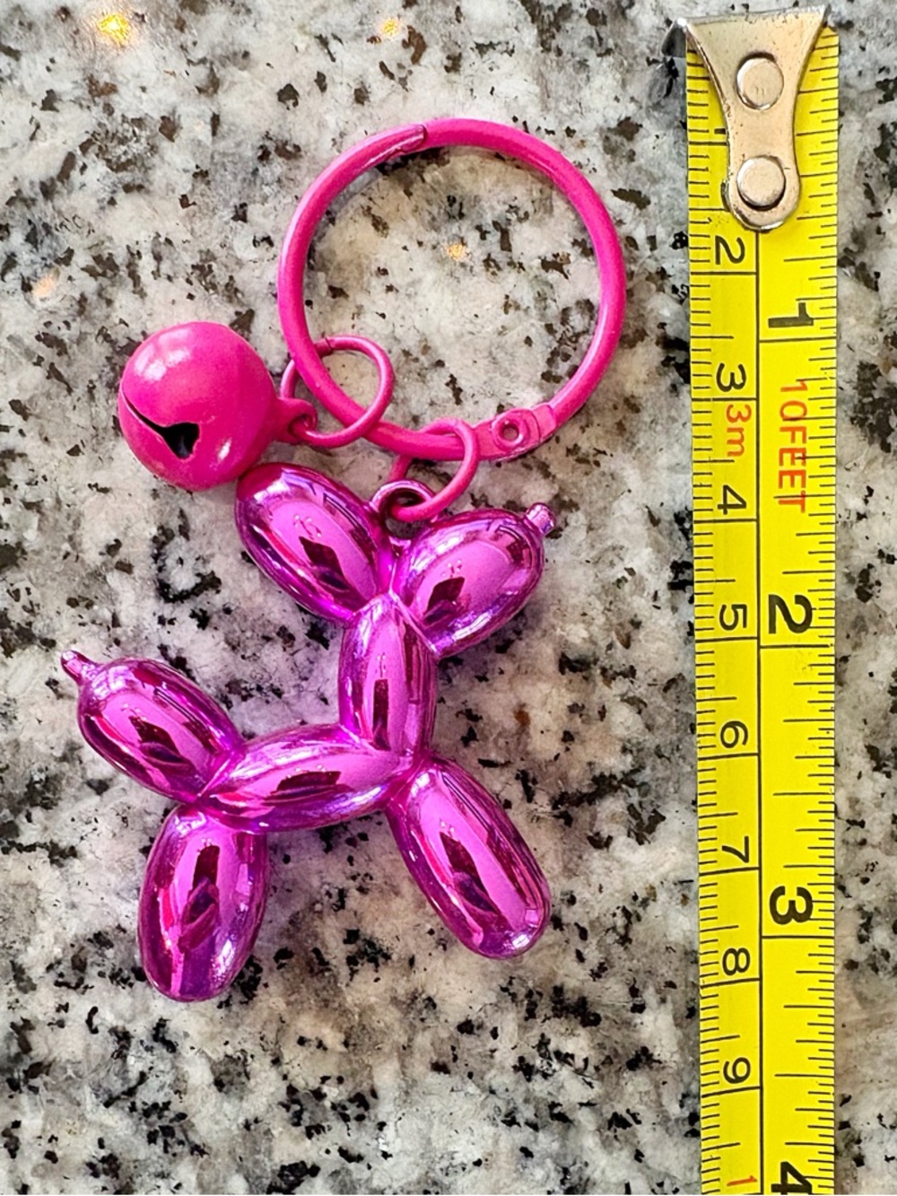 ♥️💖 Metallic Hot Pink Balloon Animal & Bell Bag Charm Keychain Decor NWT - Picture 6 of 6